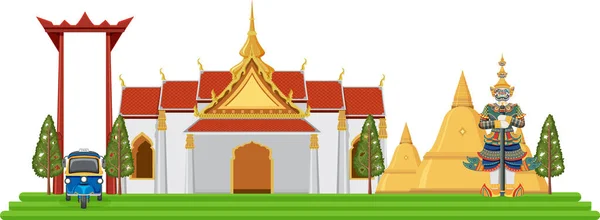 タイの象徴的な観光名所の背景イラスト — ストックベクタ