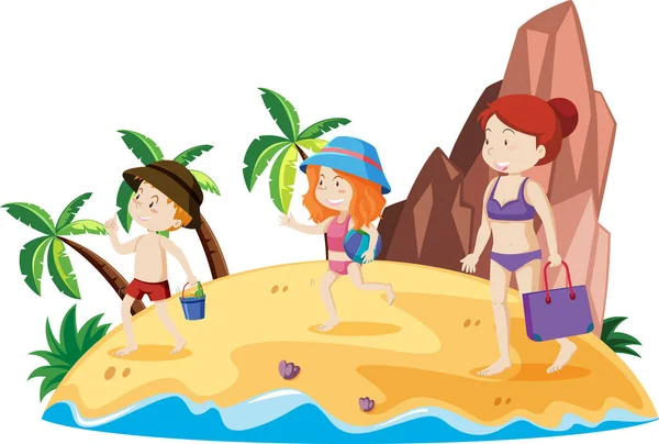 Unas Vacaciones Verano Familia Playa Ilustración — Vector de stock