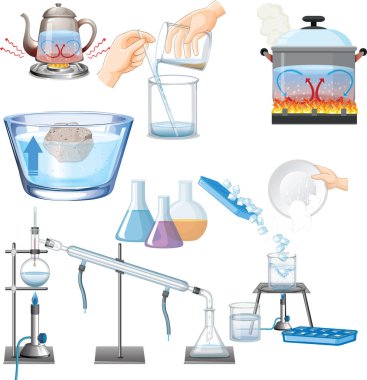 Su illüstrasyonu ile bilim deneyi