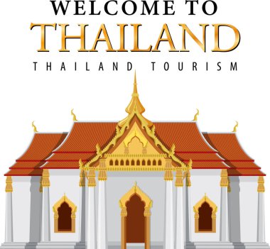 Tayland ikonik turizm cazibe arka plan illüstrasyonu