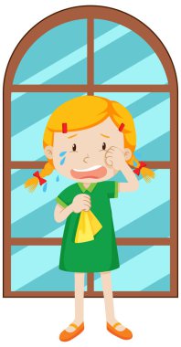 Pencerenin kenarında ağlayan bir kız