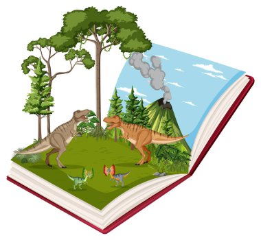 T-Rex dövüş resimleriyle dolu bir kitap.