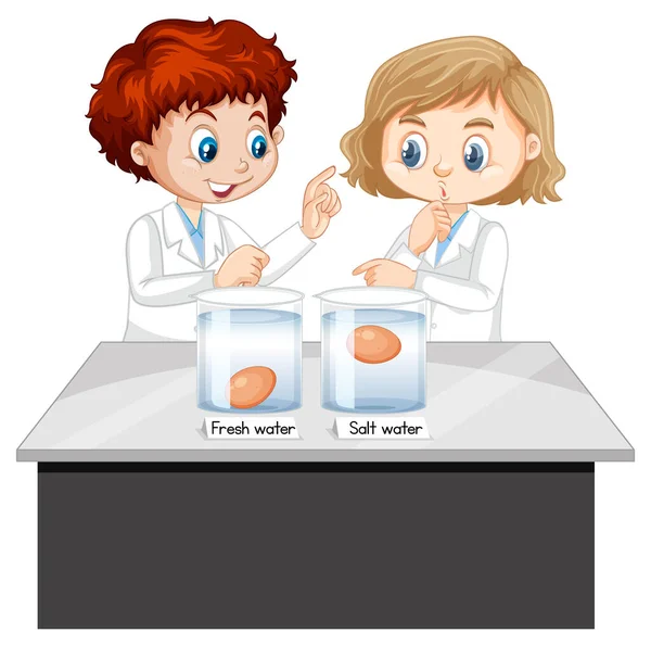 Experimento Científico Con Huevos Prueba Para Ilustración Frescura — Vector de stock
