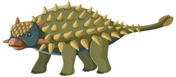 Dinosaur Ankylosaurus White Background Illustration - Stok Vektor