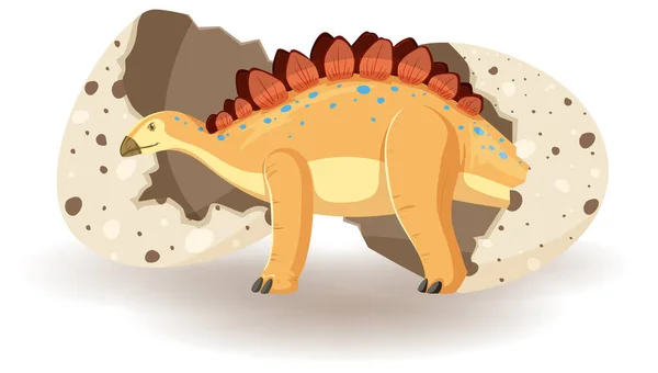 卵のイラストからハッチングStegosaurus — ストックベクタ