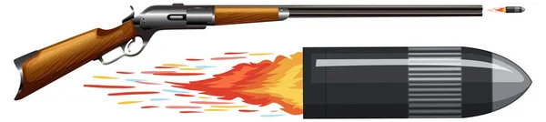 Pistola Fusil Ilustración Bala — Vector de stock