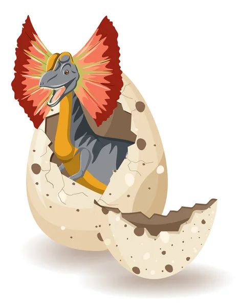 Dilophosaurus Eclosionando Partir Ilustración Del Huevo — Vector de stock