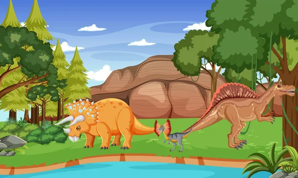 삽화에 나오는 공룡들 — 스톡 벡터