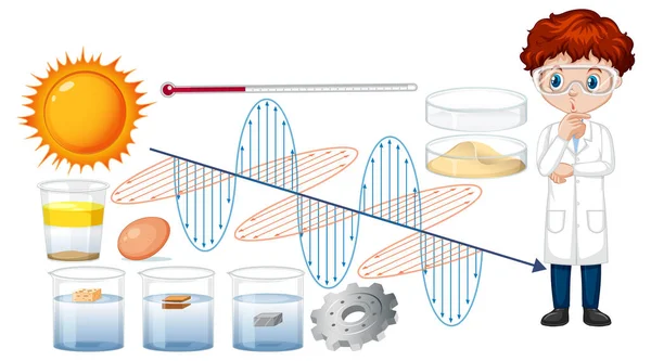 Ensemble Équipements Nécessaires Illustration Expériences Scientifiques — Image vectorielle