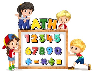 0 'dan 9' a kadar sayma ve matematik sembolleri resimleme