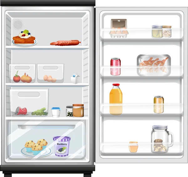 Холодильник Большим Количеством Пищевых Иллюстраций — стоковый вектор