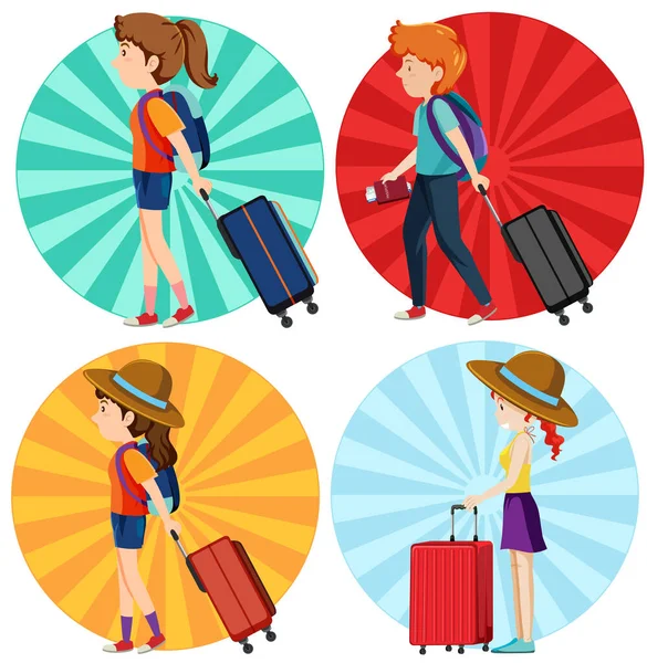 Sırt çantası olan bir grup kız ve erkek.