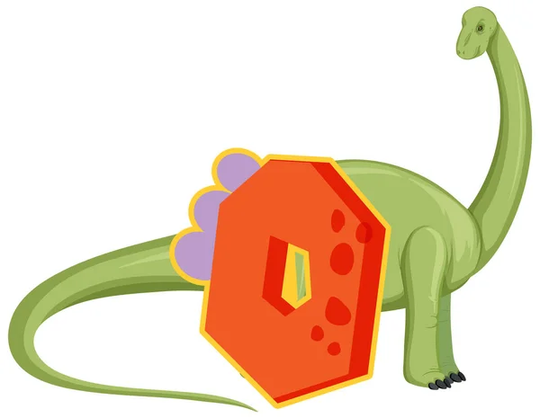 Dinosaur Number Zero Cartoon Illustration — Stock Vector