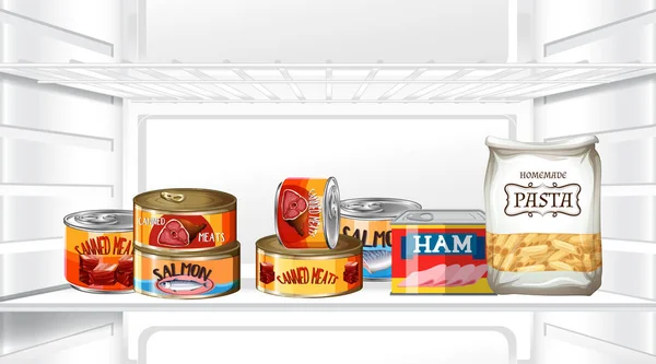 Ein Kühlschrank Mit Konserven Illustration — Stockvektor