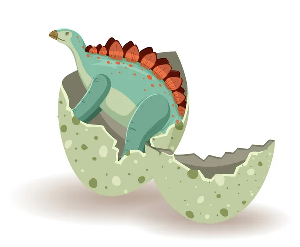 卵のイラストからハッチングStegosaurus — ストックベクタ