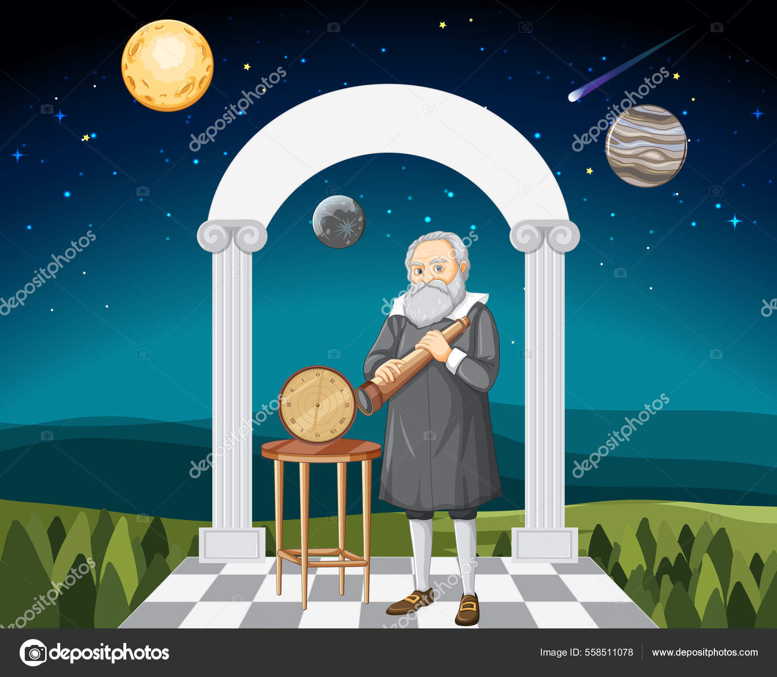 Clipart Galileo Telescope Galileo Galilei Cartoon Character