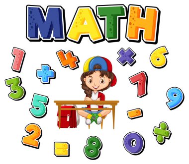 0 'dan 9' a kadar sayma ve matematik sembolleri resimleme