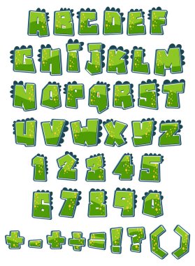 İngilizce alfabe ve numaralar illüstrasyon için yazı tipi tasarım