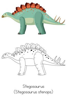 Stegosaurus illüstrasyonunun dinozor çizimi