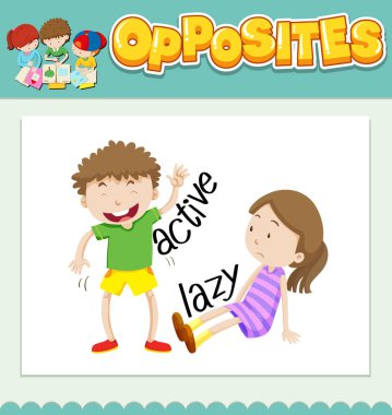 Sözler için aktif ve tembel illüstrasyon karşısında