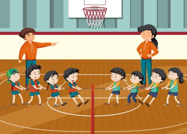 Çocuklar savaş oyunu illüstrasyonu oynuyorlar