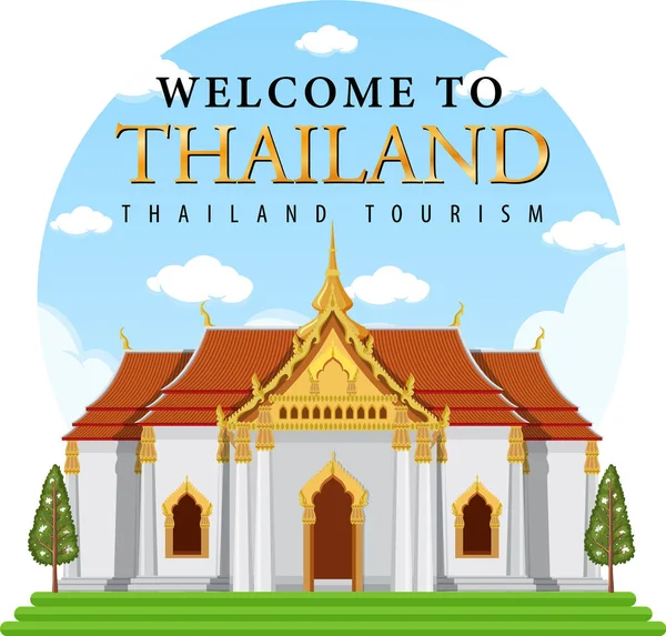 Tajlandia Kultowa Turystyka Tło Przyciąganie Kole Szablon Ilustracji — Wektor stockowy