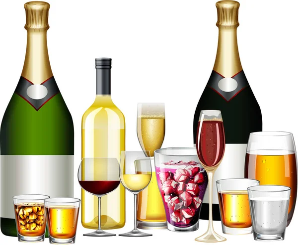 Boissons Alcoolisées Sur Fond Blanc Illustration — Image vectorielle