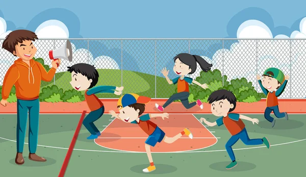 Barn Som Gör Fysisk Aktivitet Illustration — Stock vektor