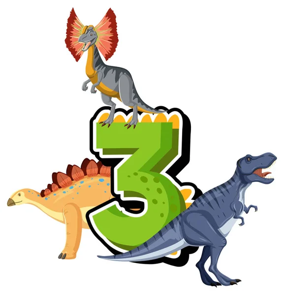 Cuatro Dinosaurios Con Ilustración Dibujos Animados Número Cuatro vector,  gráfico vectorial © blueringmedia imagen #562063488