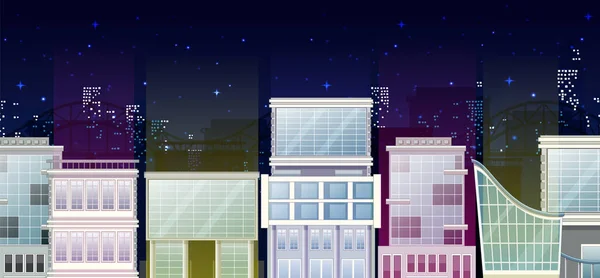 Cidade Edifício Vista Noite Ilustração —  Vetores de Stock