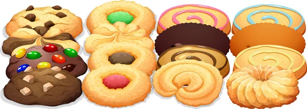 Diferentes Tipos Cookies Ilustração — Vetor de Stock