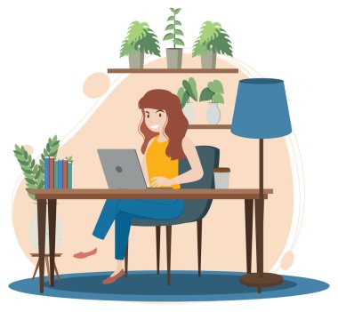 Ev tasarımında düz tasarım illüstrasyonunda çalış