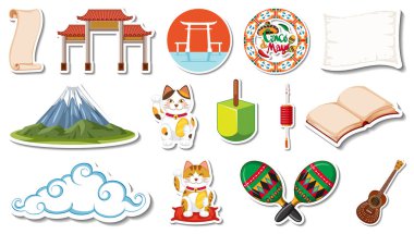 Farklı geleneksel nesneler çizimi