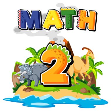 İki numaralı karikatür resimli iki dinozor.