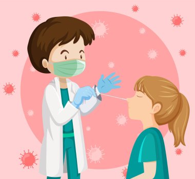 Antijen test kiti illüstrasyonu ile Covid 19 testi