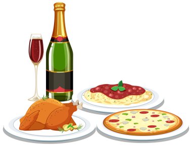 Yiyecek ve içecek çizimleri.