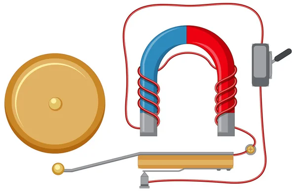 Expérience Cloche Électrique Avec Illustration Aimant — Image vectorielle
