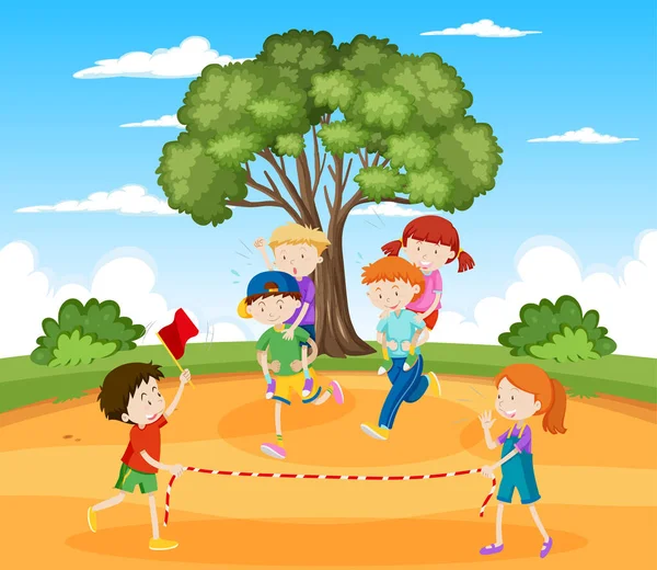 Kids Doing Physical Activity Illustration — Stock Vector