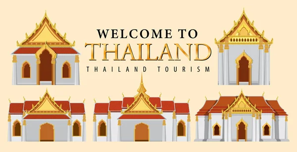Tailândia Icônico Turismo Atração Fundo Ilustração —  Vetores de Stock