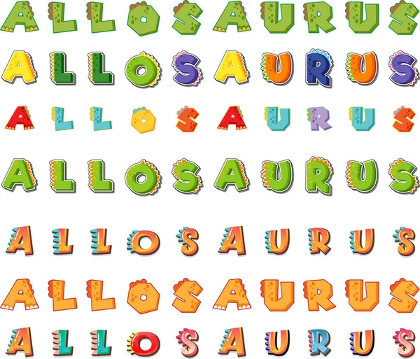 Teckensnittsdesign För Illustration Allosaurus — Stock vektor