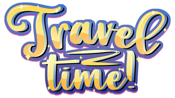 Tiempo Viaje Dibujado Mano Lettering Logo Ilustración — Vector de stock