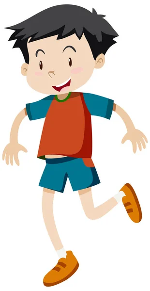 Active Boy Simple Cartoon Character Illustration — Stock Vector