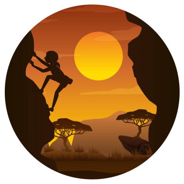 Silüet kaya tırmanışı rozet çizimi