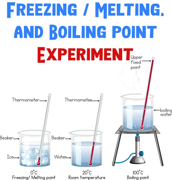 Freezing Melting Boiling Point Experiment Illustration — Stock Vector