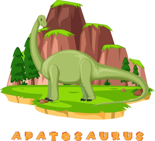 Dinosaurier Wortkarte Zur Illustration Von Apatosaurus — Stockvektor
