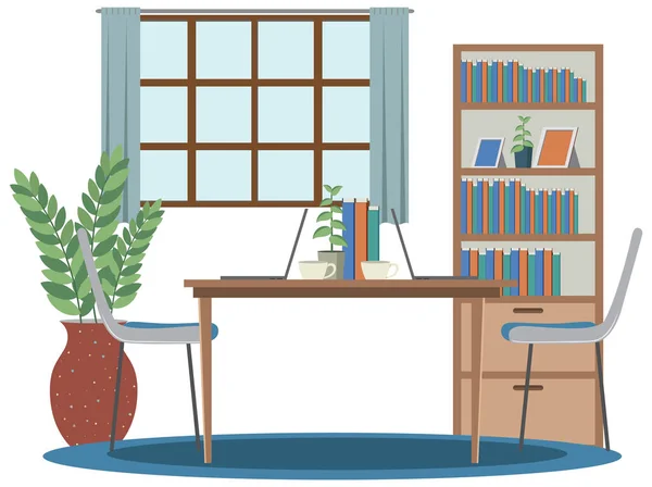 Espacio Trabajo Casa Oficina Plano Diseño Ilustración — Vector de stock