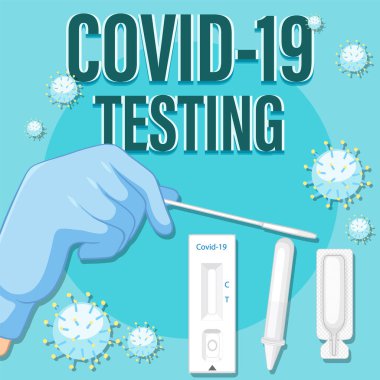 Antijen test kiti illüstrasyonu ile Covid 19 testi