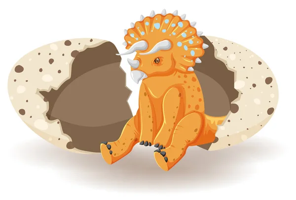 Triceratops Hatching Egg Illustration — Stock Vector