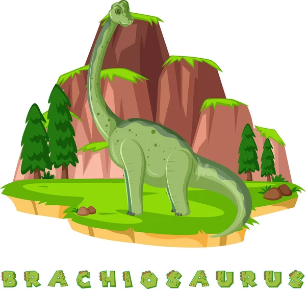 Tarjeta Palabras Dinosaurio Para Ilustración Braquiosaurio — Archivo Imágenes Vectoriales