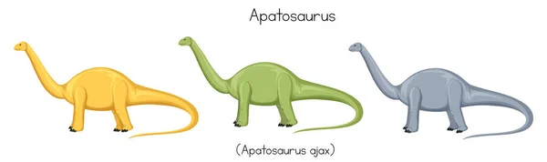 Apatosaurus Tre Colori Illustrazione — Vettoriale Stock